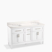 Kohler Hadron 60" bathroom vanity cabinet with sinks and quartz top K-39607-ASB-0 - Plumbing Market