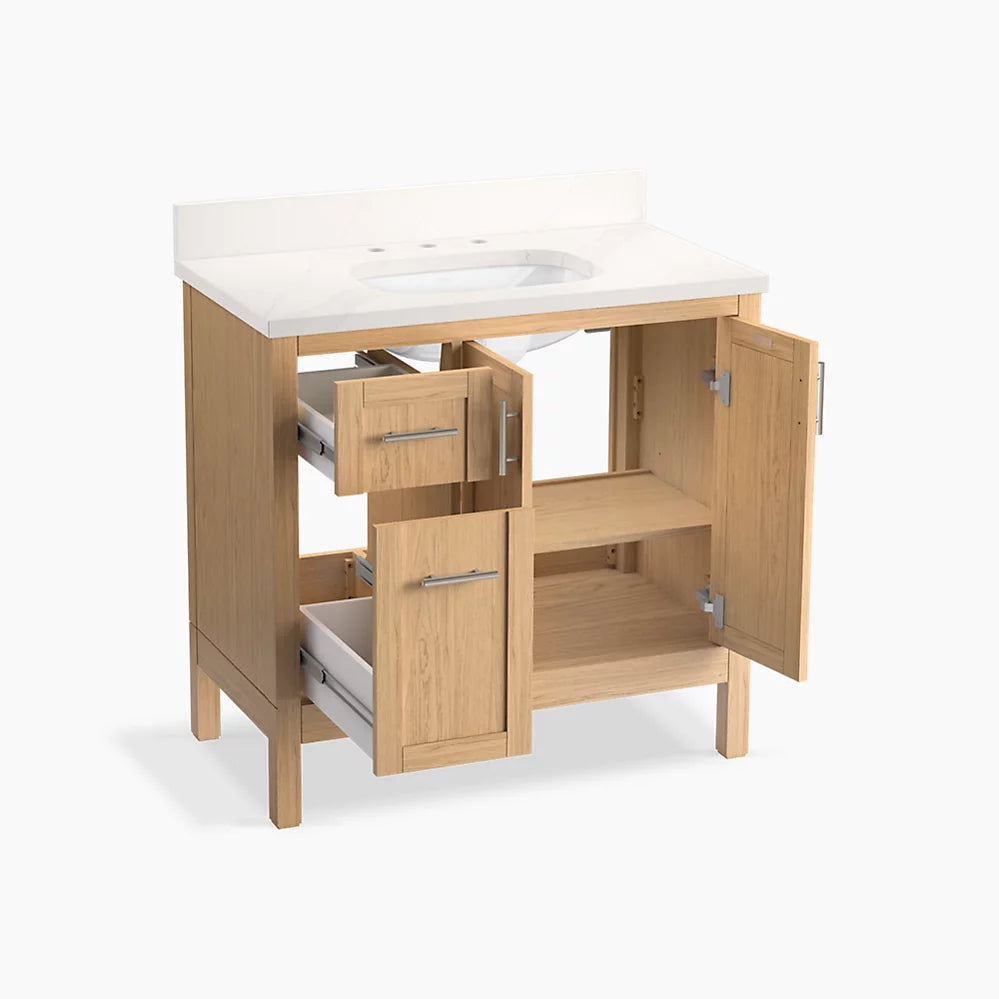 Kohler Hadron 36" bathroom vanity cabinet with sink and quartz top K-39605-ASB-WEK - Plumbing Market