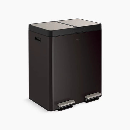 Kohler 82-liter stainless steel dual-bin step trash can K-23828-BST - Plumbing Market