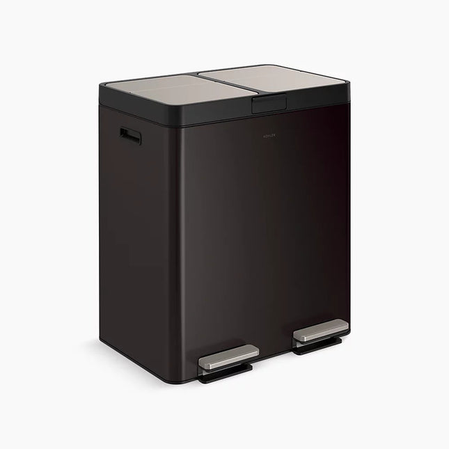 Kohler 82-liter stainless steel dual-bin step trash can K-23828-BST - Plumbing Market