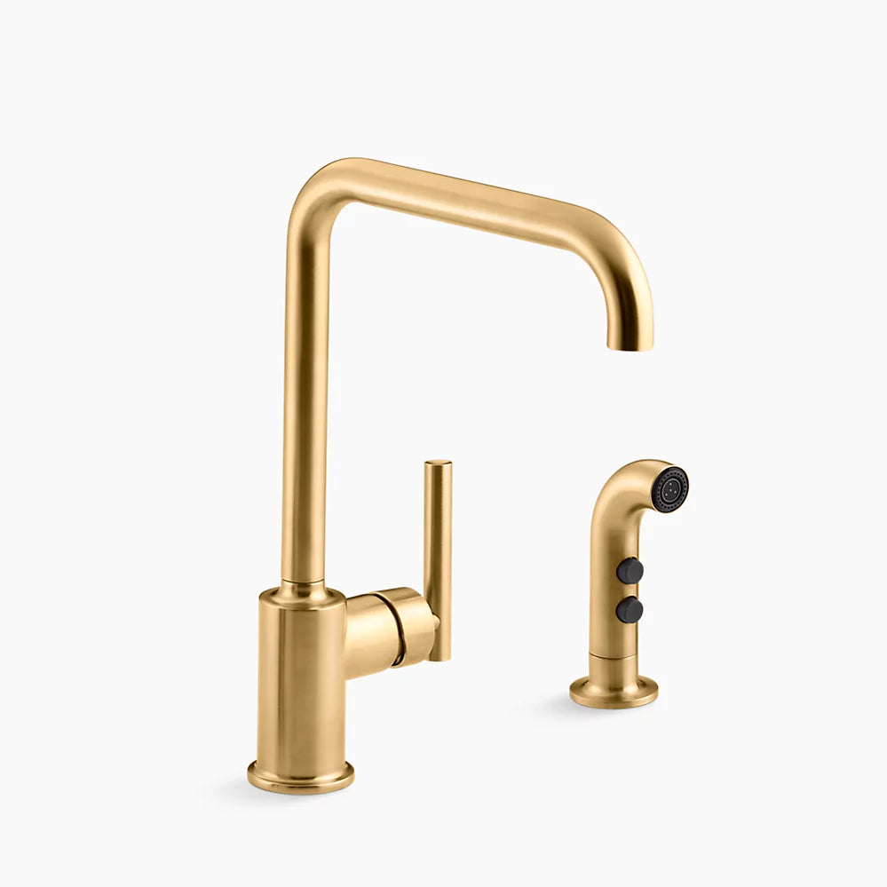 Kohler Purist Single-handle kitchen sink faucet with side sprayer K-7508-2MB - Plumbing Market