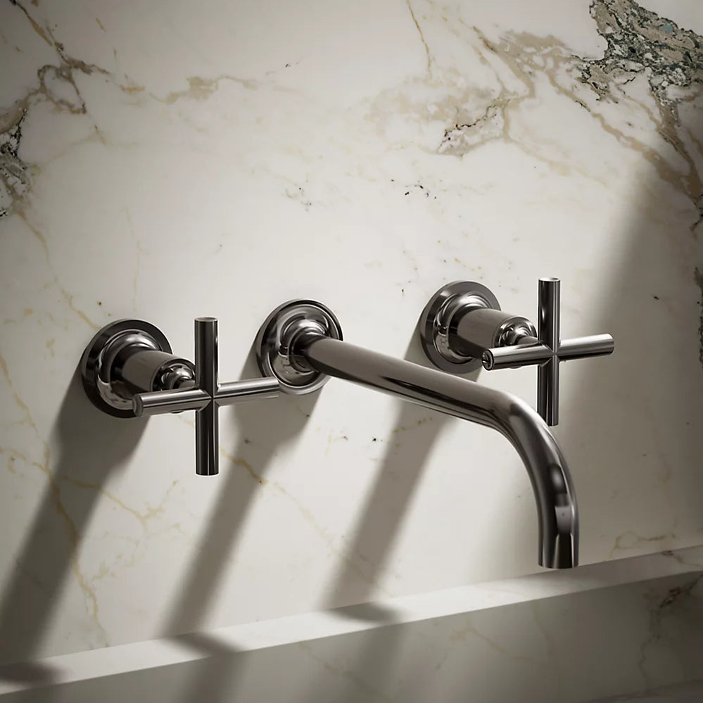Kohler Purist Wall-mount bathroom sink faucet trim with Cross handles, 1.2 gpm K-T14414-3-TT - Plumbing Market