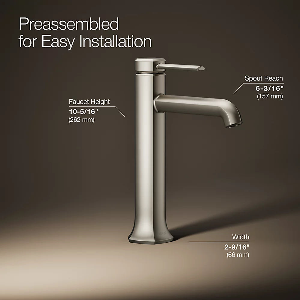 Kohler Occasion Tall single-handle bathroom sink faucet, 1.2 gpm K-27003-4-BN - Plumbing Market