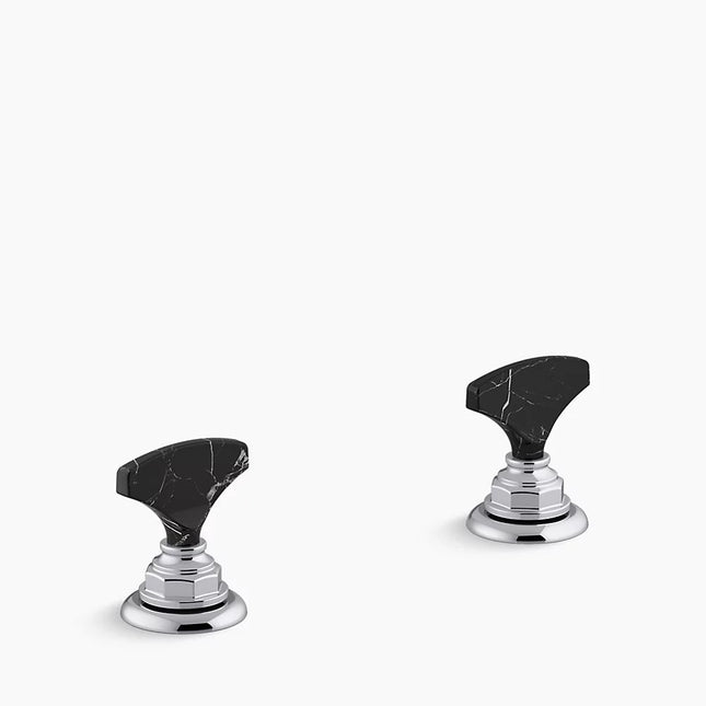 Kohler Artifacts Nero Marquina T-handle bathroom sink faucet handles K-98068-6NRO-CP - Plumbing Market