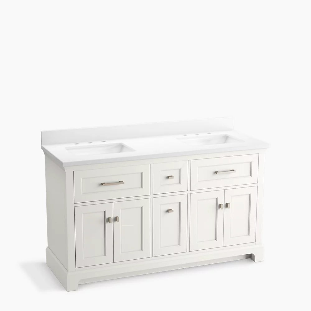 Kohler Charlemont 60" bathroom vanity cabinet with sinks and quartz top K-29263-BD1-0 - Plumbing Market
