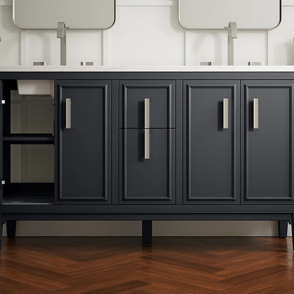 Kohler Southerk 60" bathroom vanity cabinet with sinks and quartz top K-33547-ASB-1WX - Plumbing Market