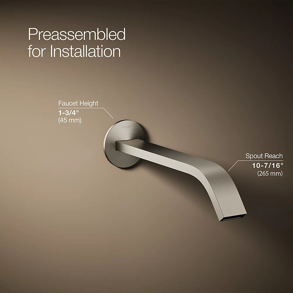 Kohler Components Wall-mount bathroom sink faucet spout with Ribbon design, 1.2 gpm K-T23888-BN - Plumbing Market