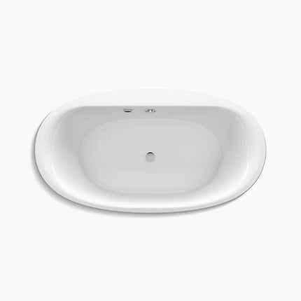 Kohler Sunstruck 65-1/2" x 35-1/2" freestanding bath with Bask heated surface and straight shroud K-6368-W1-0 - Plumbing Market