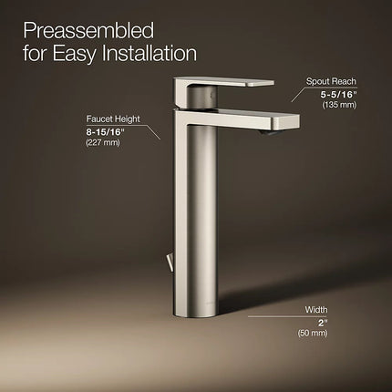 Kohler Parallel Tall single-handle bathroom sink faucet, 0.5 gpm K-23475-4N-BN - Plumbing Market