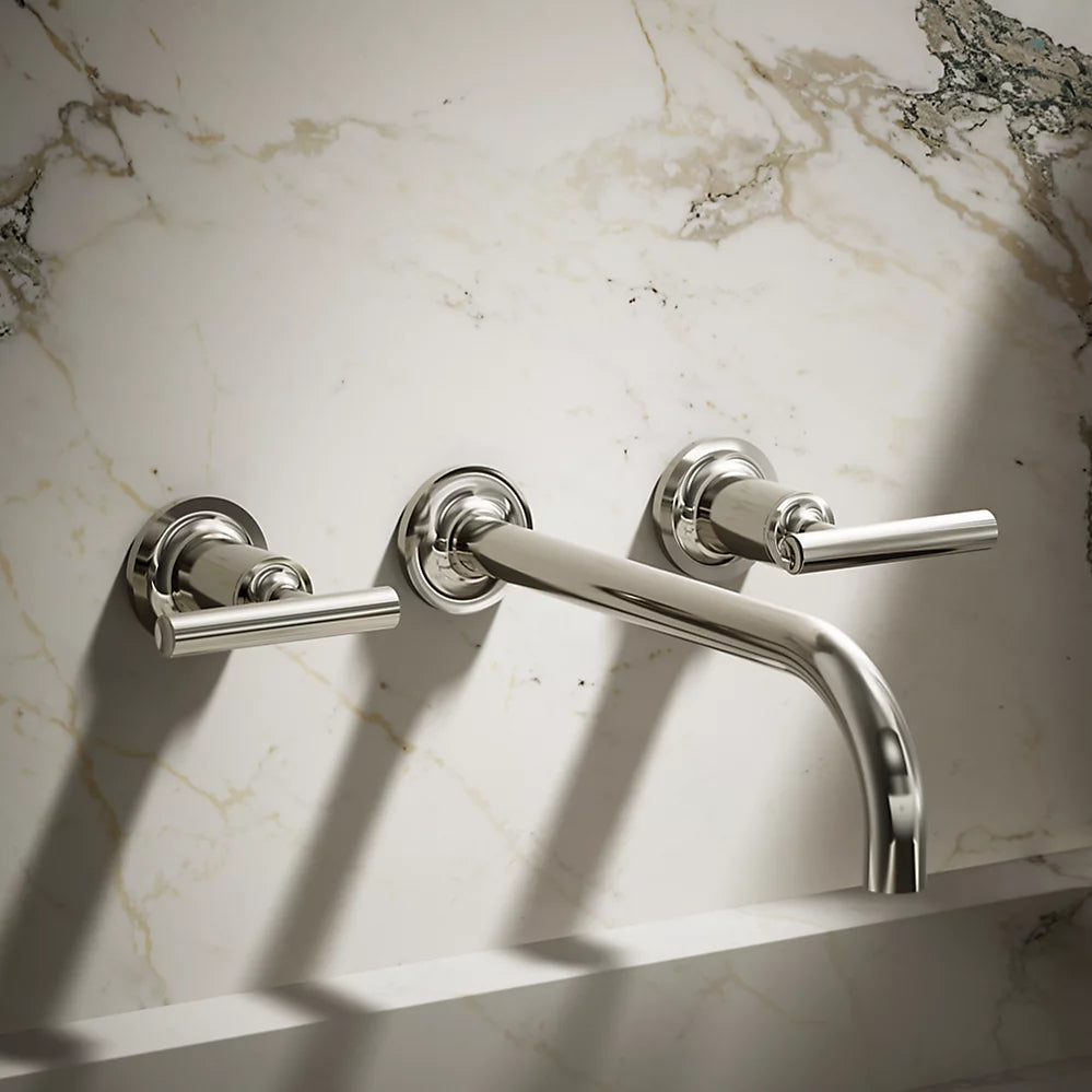 Kohler Purist Wall-mount bathroom sink faucet trim with Lever handles, 1.2 gpm K-T14414-4-SN - Plumbing Market