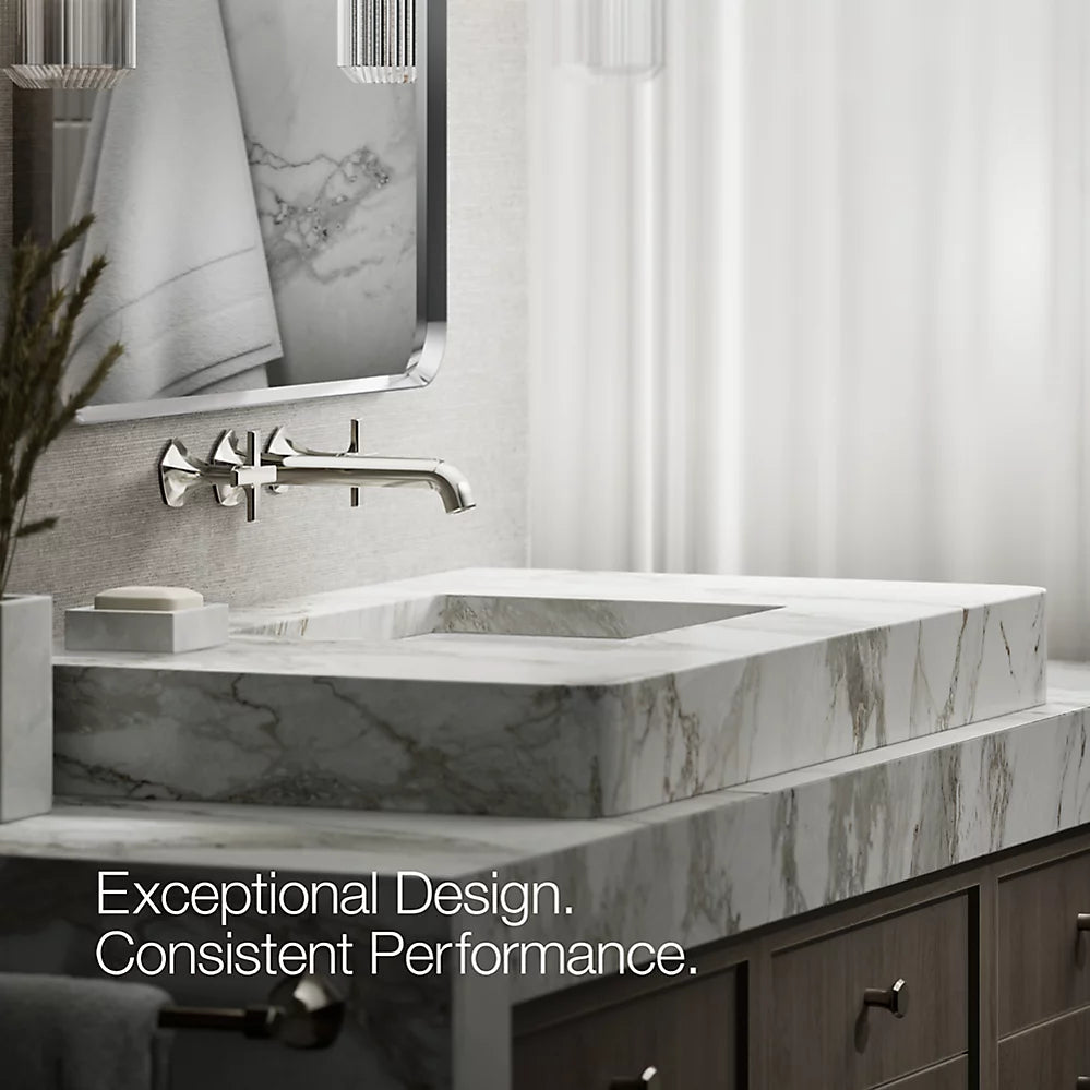 Kohler Occasion Wall-mount bathroom sink faucet Cross handle trim, 1.2 gpm K-T27013-3-SN - Plumbing Market