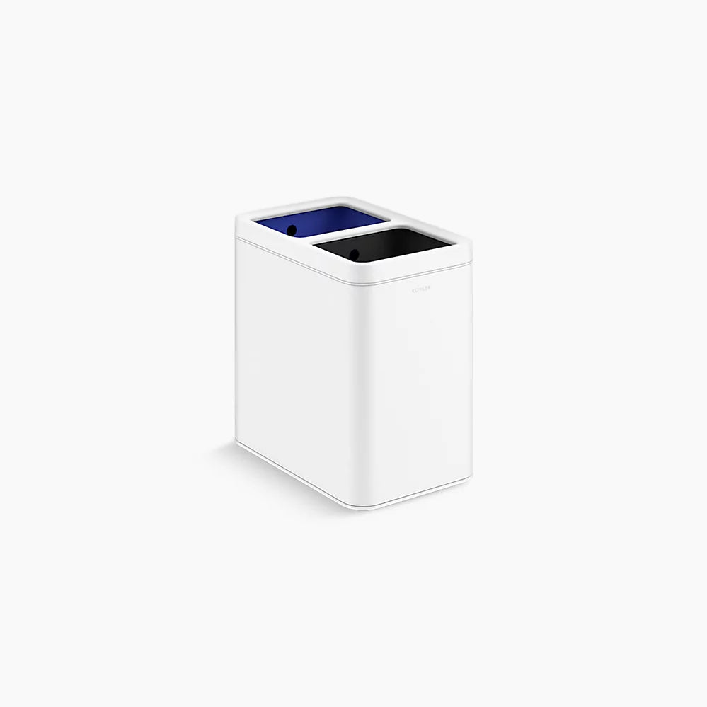 Kohler 22-liter dual-compartment open-top trash can K-31315-STW - Plumbing Market