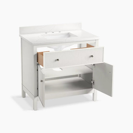 Kohler Malin by Studio McGee 36" bathroom vanity cabinet with sink and quartz top K-35020-0 - Plumbing Market
