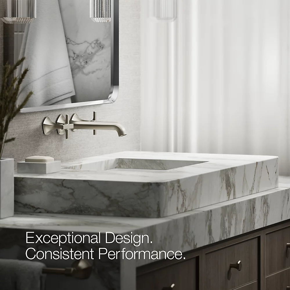 Kohler Occasion Wall-mount bathroom sink faucet Cross handle trim, 1.2 gpm K-T27013-3-BN - Plumbing Market