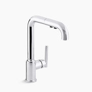 Kohler Purist Pull-out kitchen sink faucet with three-function sprayhead K-7505-CP - Plumbing Market