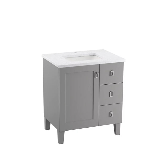 Kohler Poplin 30" bathroom vanity cabinet K-99530-LGR-1WT - Plumbing Market