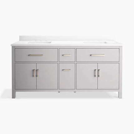 Kohler Kresla 72" bathroom vanity cabinet with sinks and quartz top K-40642-BD1-AGA - Plumbing Market