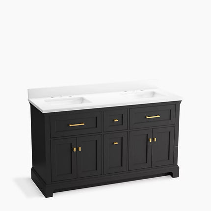 Kohler Charlemont 60" bathroom vanity cabinet with sinks and quartz top K-29263-BD1-DWG - Plumbing Market