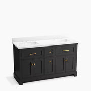 Kohler Charlemont 60" bathroom vanity cabinet with sinks and quartz top K-29263-BD1-DWG - Plumbing Market
