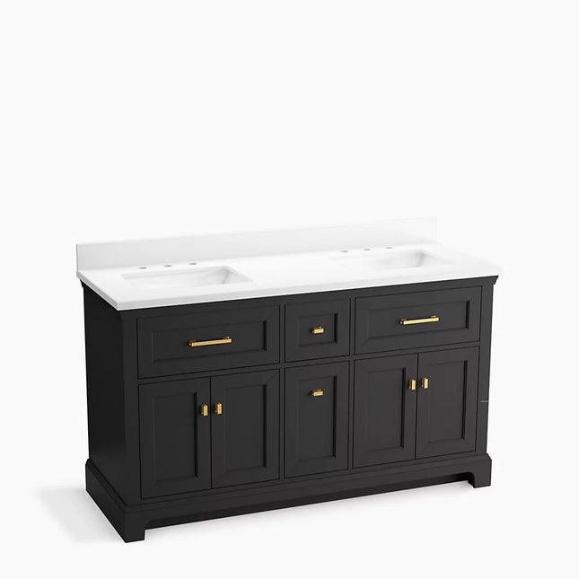 Kohler Charlemont 60" bathroom vanity cabinet with sinks and quartz top K-29263-BD1-DWG - Plumbing Market
