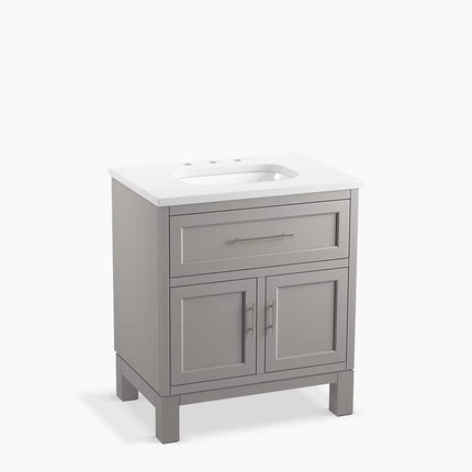 Kohler Quo 30" bathroom vanity cabinet with sink and quartz top K-28380-ASB-1WT - Plumbing Market