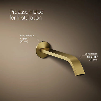 Kohler Components Wall-mount bathroom sink faucet spout with Ribbon design, 1.2 gpm K-T23888-2MB - Plumbing Market