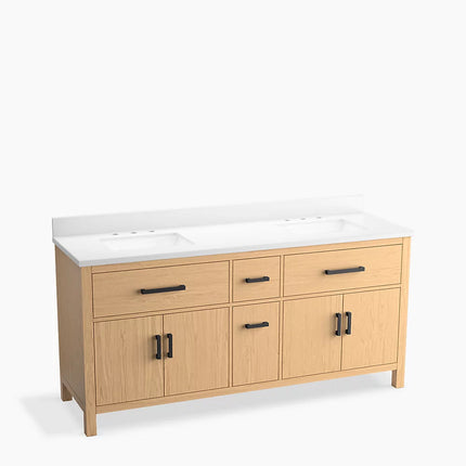 Kohler Kresla 72" bathroom vanity cabinet with sinks and quartz top K-40642-BD1-WEK - Plumbing Market