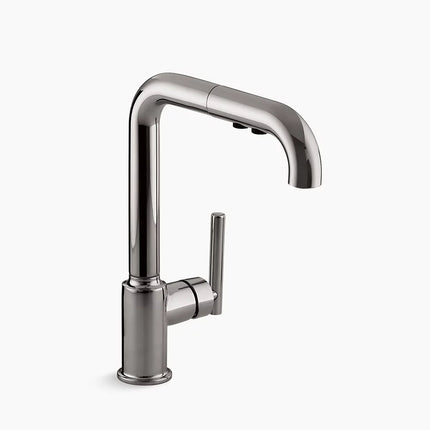 Kohler Purist Pull-out kitchen sink faucet with three-function sprayhead K-7505-TT - Plumbing Market