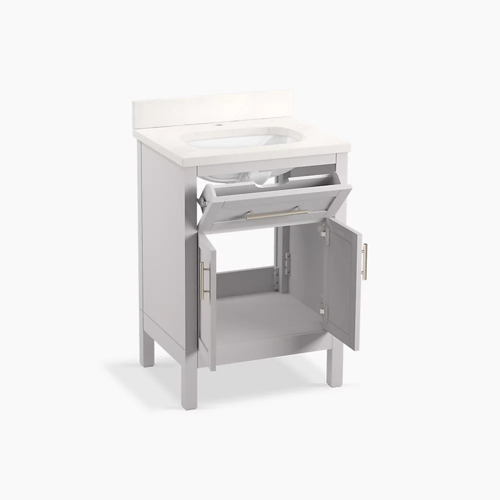 Kohler Hadron 24" bathroom vanity cabinet with sink and quartz top K-39603-ASB-AGA - Plumbing Market