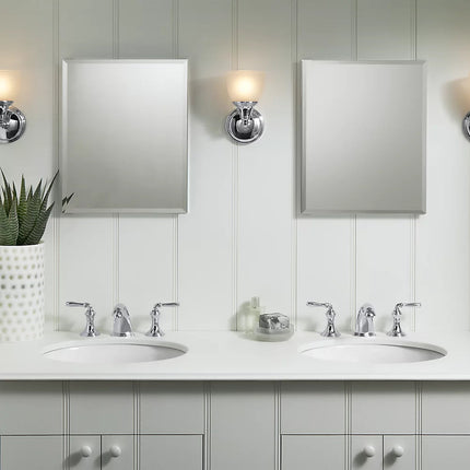 Kohler 16" W x 20" H aluminum single-door medicine cabinet with mirrored door, beveled edges K-CB-CLR1620FS - Plumbing Market