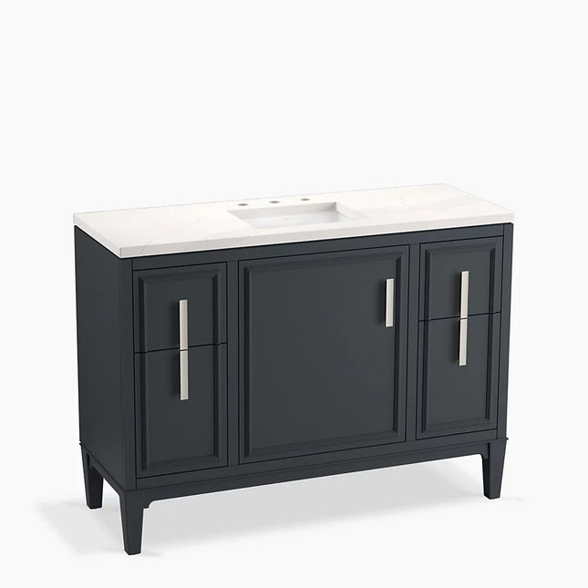 Kohler Southerk 48" bathroom vanity cabinet with sink and quartz top K-33546-ASB-1WX - Plumbing Market