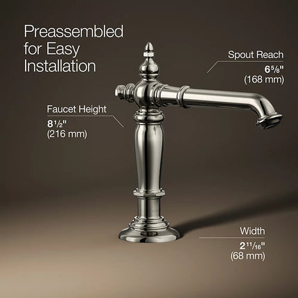 Kohler Artifacts Bathroom sink faucet spout with Column design, 1.2 gpm K-72760-SN - Plumbing Market