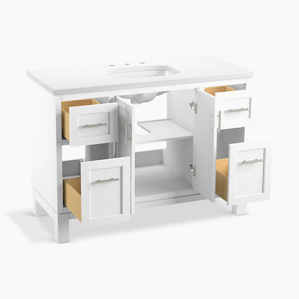 Kohler Quo 48" bathroom vanity cabinet with sink and quartz top K-28383-ASB-0 - Plumbing Market