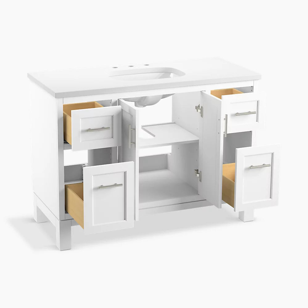 Kohler Quo 48" bathroom vanity cabinet with sink and quartz top K-28383-ASB-0 - Plumbing Market