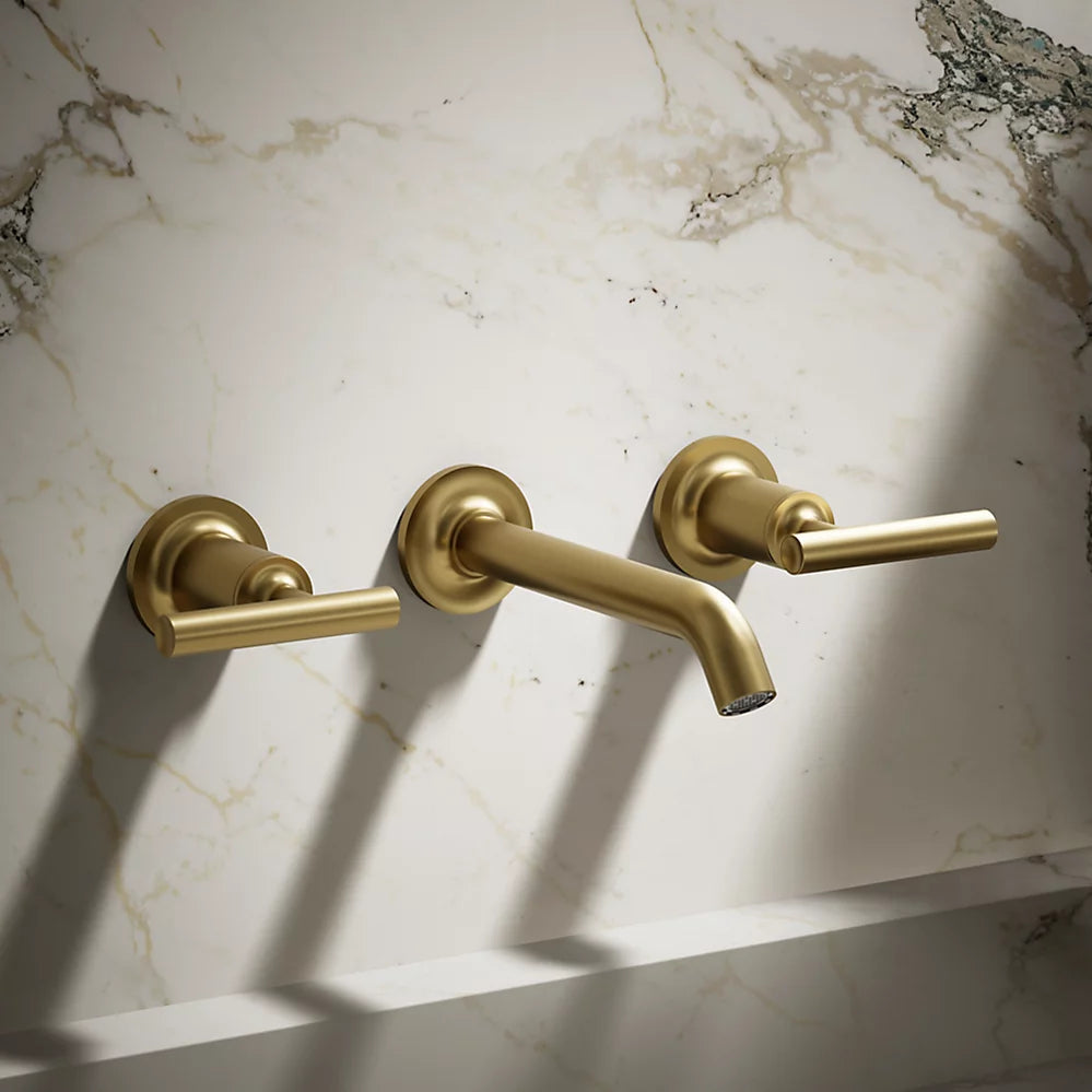 Kohler Purist Wall-mount bathroom sink faucet trim with Lever handles, 1.2 gpm K-T14413-4-2MB - Plumbing Market