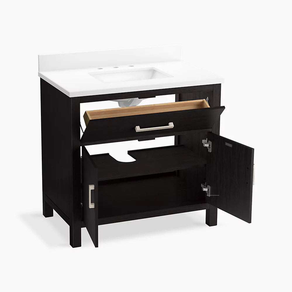 Kohler Kresla 36" bathroom vanity cabinet with sink and quartz top K-40639-BD1-BWK - Plumbing Market