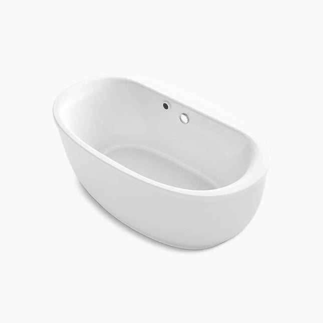 Kohler Sunstruck 65-1/2" x 35-1/2" oval freestanding bath with Bask heated surface and fluted shroud K-6369-W1-0 - Plumbing Market