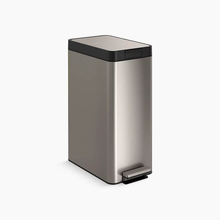 Kohler 13-gallon stainless steel slim step trash can with bifold lid K-23826-ST - Plumbing Market