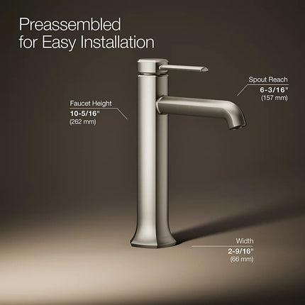 Kohler Occasion Tall single-handle bathroom sink faucet, 0.5 gpm K-27003-4N-BN - Plumbing Market