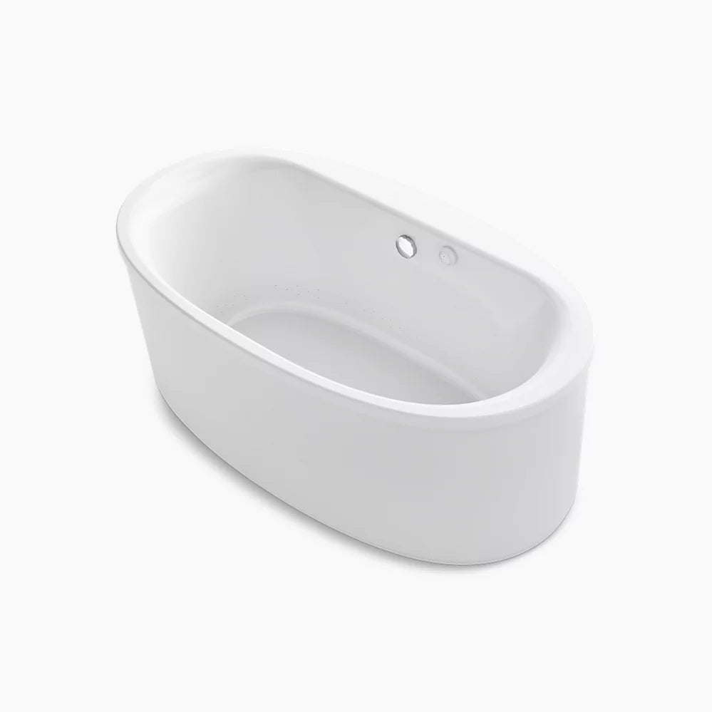 Kohler Sunstruck 65-1/2" x 35-1/2" freestanding Heated BubbleMassage air bath with Bask heated surface and straight shroud K-1966-GHW-0 - Plumbing Market