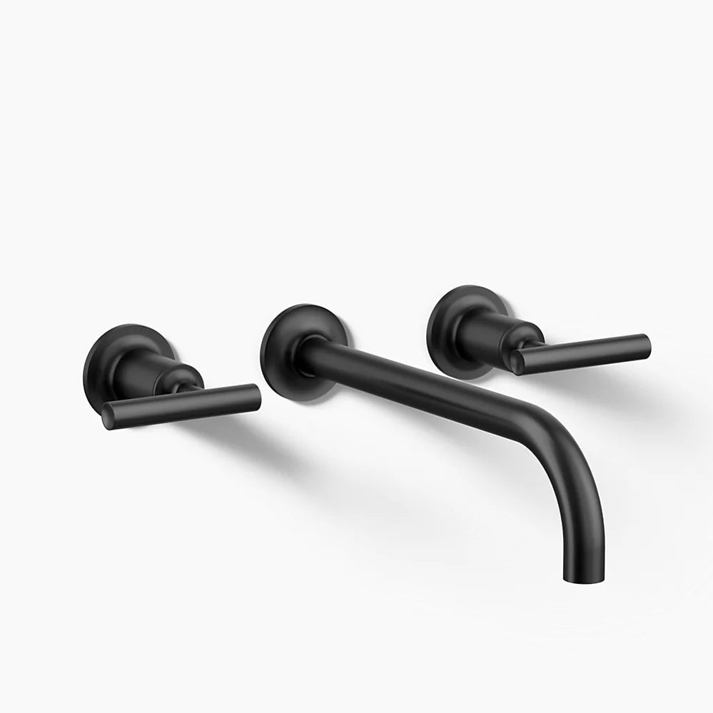 Kohler Purist Wall-mount bathroom sink faucet trim with Lever handles, 1.2 gpm K-T14414-4-BL - Plumbing Market
