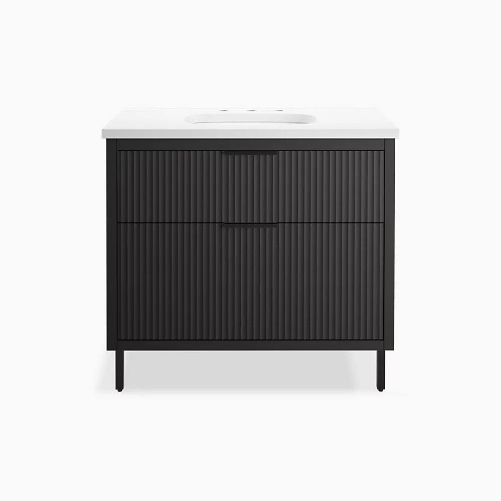 Kohler Spacity 36" wall-hung bathroom vanity cabinet with sink and quartz top K-32171-ASB-DKS - Plumbing Market