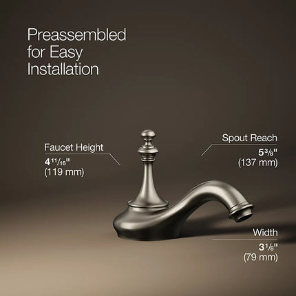 Kohler Artifacts with Tea design Bathroom sink faucet spout with Tea design, 1.2 gpm K-72758-BN - Plumbing Market
