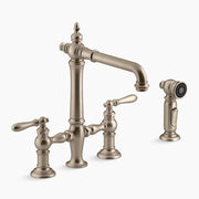 Kohler Artifacts Two-hole bridge kitchen sink faucet with side sprayer K-76519-4-BV - Plumbing Market