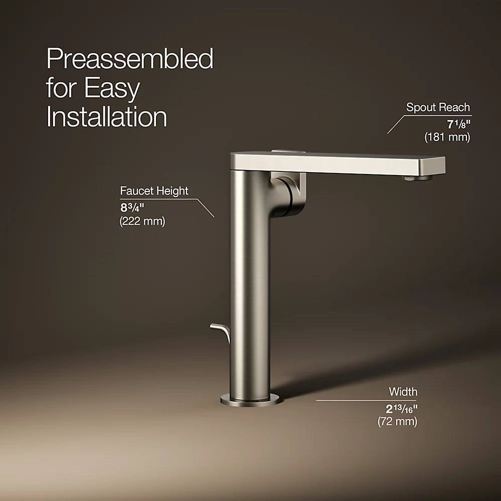 Kohler Composed Tall single-handle bathroom sink faucet with Lever handle, 1.2 gpm K-73168-4-BN - Plumbing Market