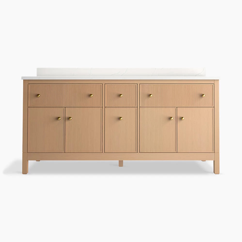 Kohler Malin by Studio McGee 72" bathroom vanity cabinet with sinks and quartz top K-35023-SWK - Plumbing Market