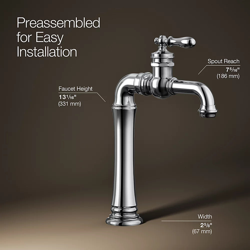 Kohler Artifacts Gentleman's Single-handle bathroom sink faucet, 1.2 gpm K-72763-9M-CP - Plumbing Market