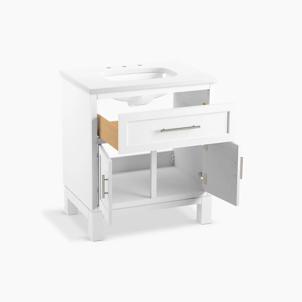 Kohler Quo 30" bathroom vanity cabinet with sink and quartz top K-28380-ASB-0 - Plumbing Market