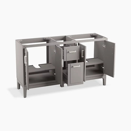 Kohler Seer 60" bathroom vanity cabinet with sinks and quartz top K-33555-ASB-1WT - Plumbing Market