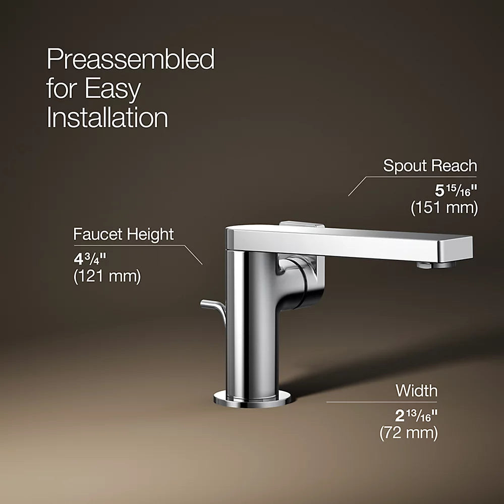 Kohler Composed Single-handle bathroom sink faucet with Lever handle, 1.2 gpm K-73167-4-CP - Plumbing Market
